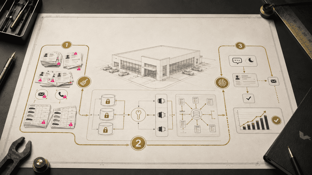 Detailed diagram of AI roadmap for automotive dealership operations.